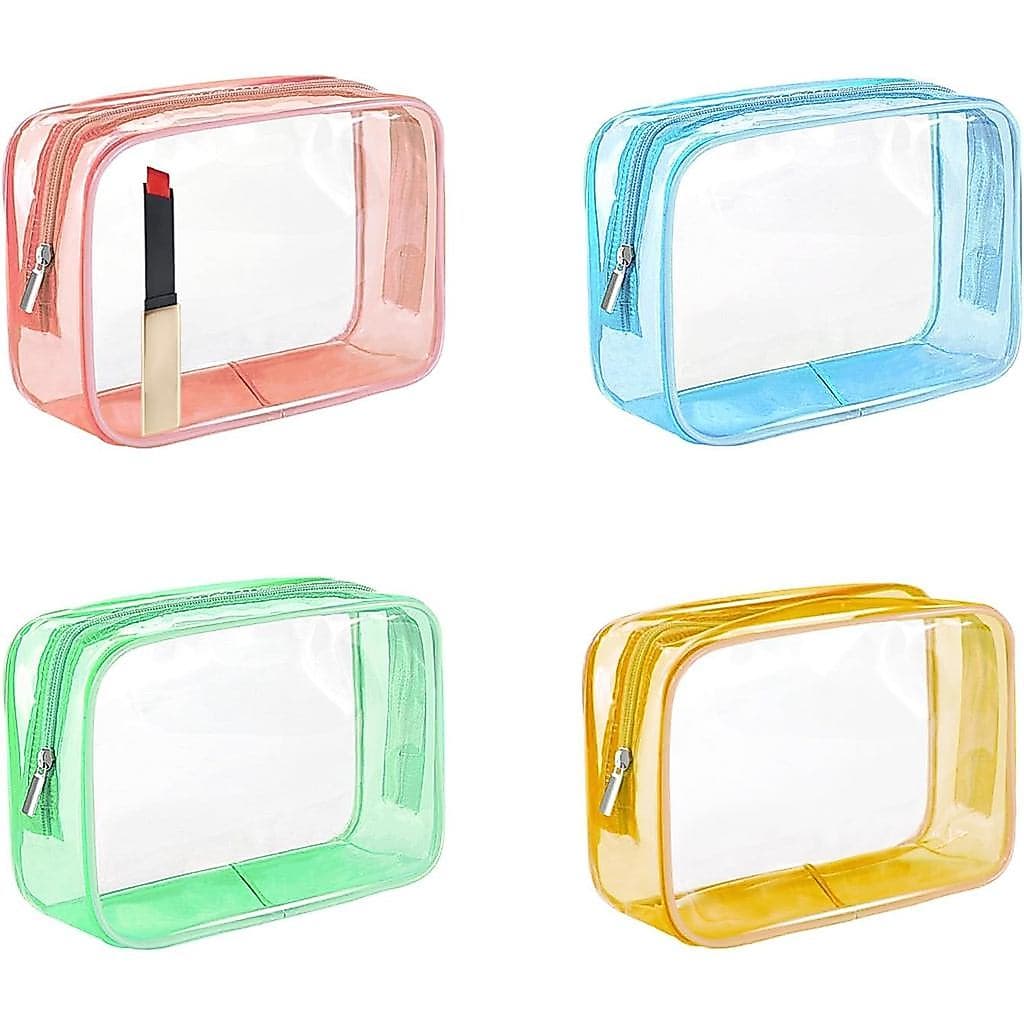 Bolsa de Maquiagem Transparente (4 Pacotes), Pequenas Bolsas de Higiene Pessoal Aprovadas pela TSA para Viagens, Pequena