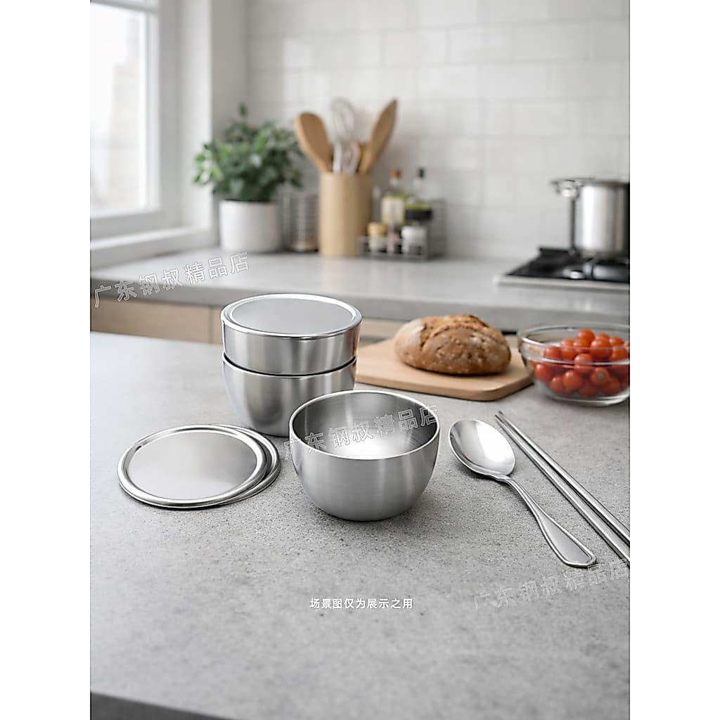 Tigela de aço inoxidável 316 com tampa, camada dupla, isolamento térmico, tigela de comida complementar, tigela de ovo c