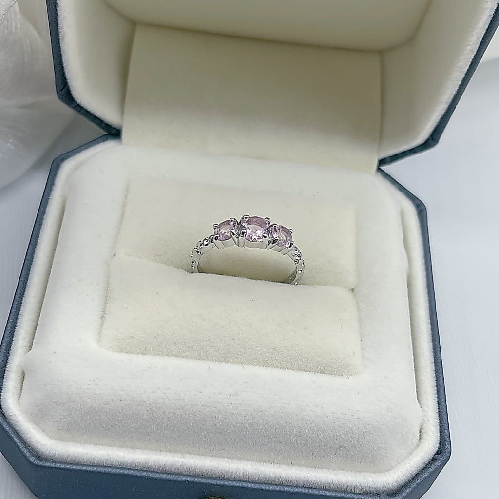 Anel aberto de cristal rosa redondo bonito fresco doce menina coração anel de diamante