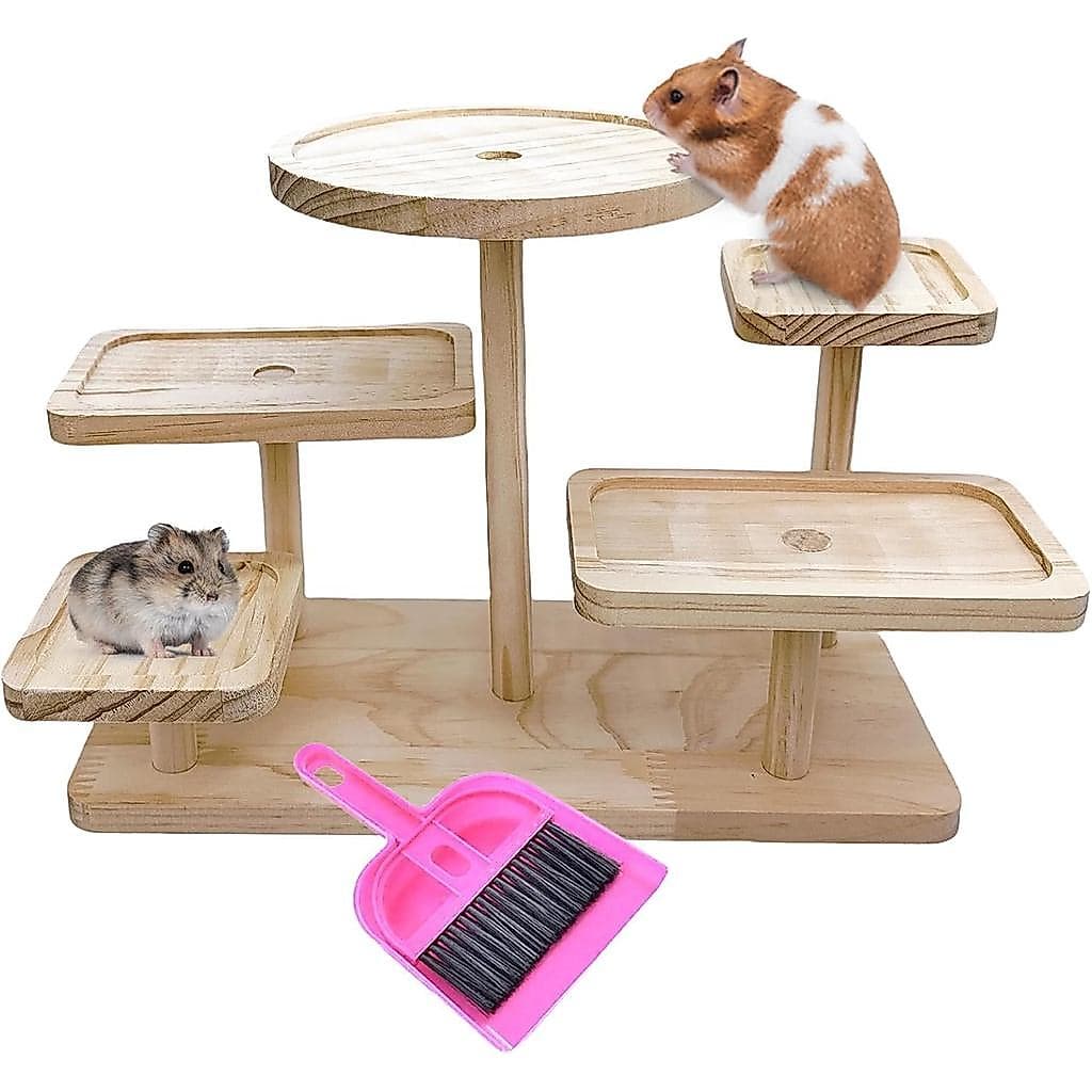 Plataforma de Escalada para Hamster, Brinquedo de Madeira para Gerbils, Plataforma de Exercício, Prateleira de Enriqueci