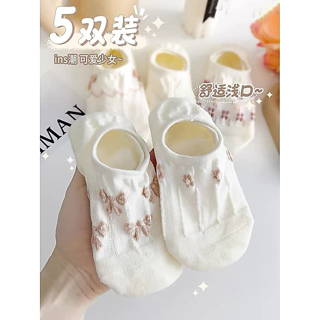 Meias brancas meias femininas boca rasa verão estilo fino respirável ins na moda cor sólida antiderrapante Silicone meia