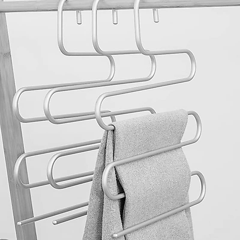 Sólido negrito 9.0mm luz estilo de luxo liga de alumínio Multi-camada em forma de S calças saia rack de armazenamento de