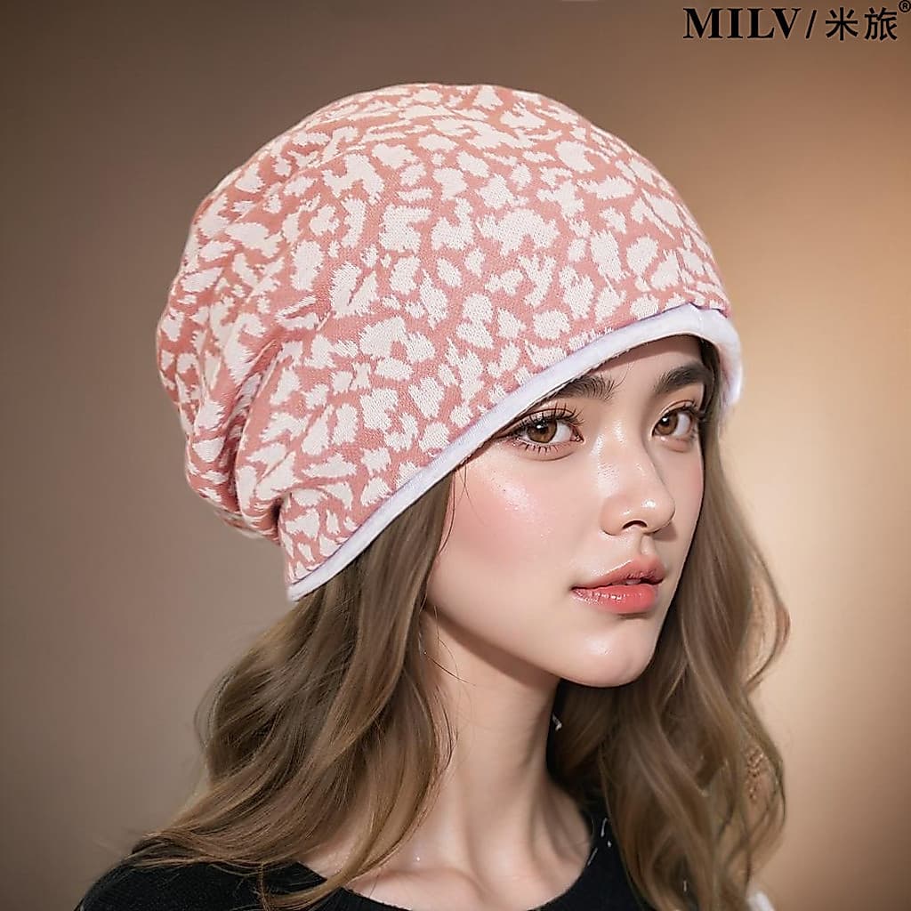 Baotou chapéu feminino primavera outono chapéu de malha leopardo impressão moda All-Match chapéu de confinamento Multi-P