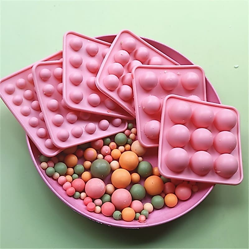 Molde De Silicone Esfera Multicavidade , Bola Redonda Pequena Multisku , Qualidade Alimentar Para Chocolate , Doces , En