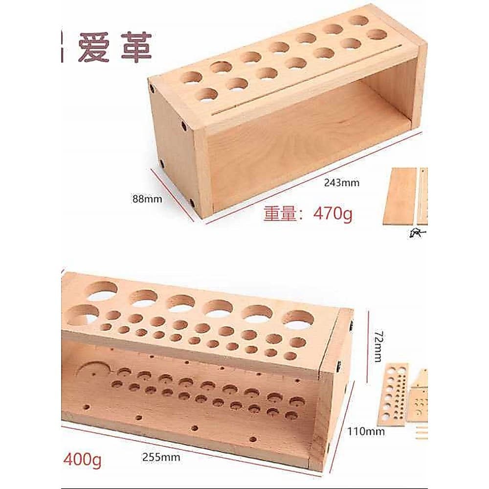 Rack de ferramentas diy couro ferramenta mesa rack couro arte impressão linha cera caixa armazenamento madeira maciça fe