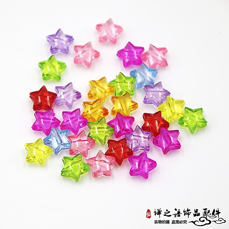 12mm colorido transparente estrela de cinco pontas contas acrílicas contas soltas diy contas artesanais Material de jóia