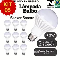 Lâmpada Led Bulbo Sensor Sonoro ou Presença 9w Branco Frio 110v 220v Bivolt