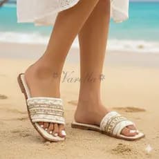 Rasteirinha Estilo Boho Chic Feminina Tecido  Artesanal Sandália Confort Bico Quadrado Marrocos Indiana 2026