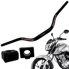 Guidão Esportivo Fat Bar Naked Baixo Preto Dourado Universal Para Moto Alumínio