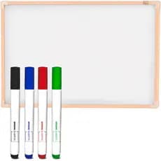 Lousa Quadro Branco 120x90cm Moldura De Madeira Soft Para Anotação Escrita Desenho + 4 Canetas