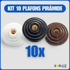 Kit 10 Luminárias Plafonier Plafon Pirâmide Lâmpada Teto Bivolt E27 Soquete Bocal 100w