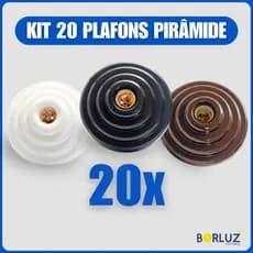 Kit 20 Luminárias Plafonier Plafon Pirâmide Lâmpada Teto E27 Soquete Bocal Bivolt 100w