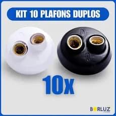 Kit 10 Luminárias Plafonier Plafon Duplo Redondo Bivolt E27 Lâmpada Teto Soquete Bocal 100w