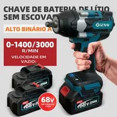 Parafusadeira e Furadeira de Impacto 68V Brushless 700N.m – Ideal para Pneus de Caminhão
