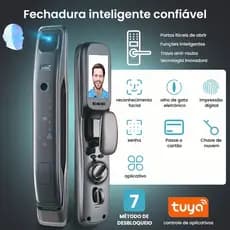 Fechadura Digital Inteligente 3D – Reconhecimento Facial, 7 Formas de Acesso, Câmera e App Tuya