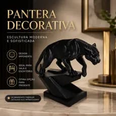 Escultura Pantera Negra Decoração Casa Escritório Consultório