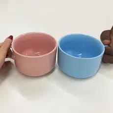 Conjuntos De Canecas Jumbo 600ml Alça Xícara Grande Sopa Caldo Mingau Para Bebidas Quentes 2 ou 5 UN