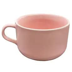 Caneca Xícara Rosa De 450ml Jumbo Sopa Caldo Sobremesa Cereal Cerâmica Porcelana Bolo Micro - Ondas