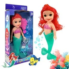 KIT 2 Pequena Sereia Boneca Infantil Com Cauda Iluminada