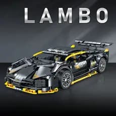 Blocos De Montar Carro Lamborghini Preta E Amarelo - 1229pcs