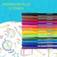 Canetinhas Hidrograficas  Lavavel 12 Cores Plus Leo & Leo