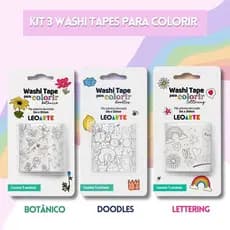 Kit Escolar 3 Fitas Washi Tapes para Colorir LeoArte