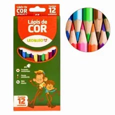 Caixa Lapis de Cor 12 Cores Resina Lápis Sextavado Flex Leo & Leo
