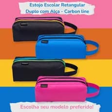 Estojo Escolar Duplo Retangular com Alça Carbon Leo&Leo