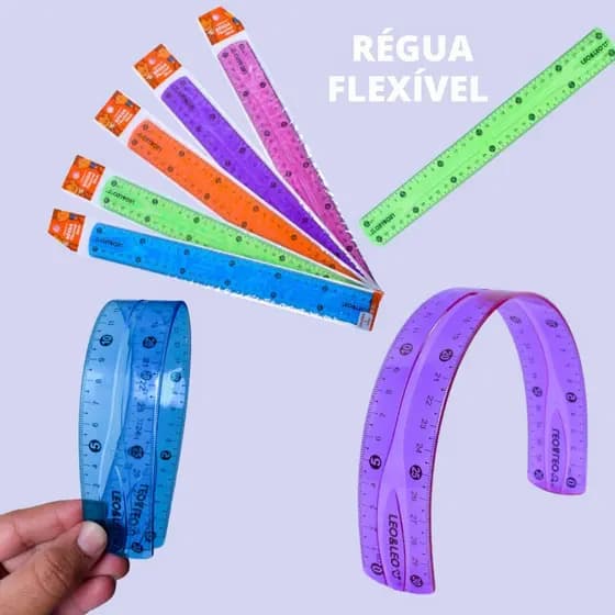 Regua Flexivel 30 Cm Cores Sortidas Leo & Leo