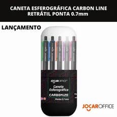 Kit Caneta Esferografica Retratil Ponta 0.7 Carbon Line Cores Sortidas Jocar Office