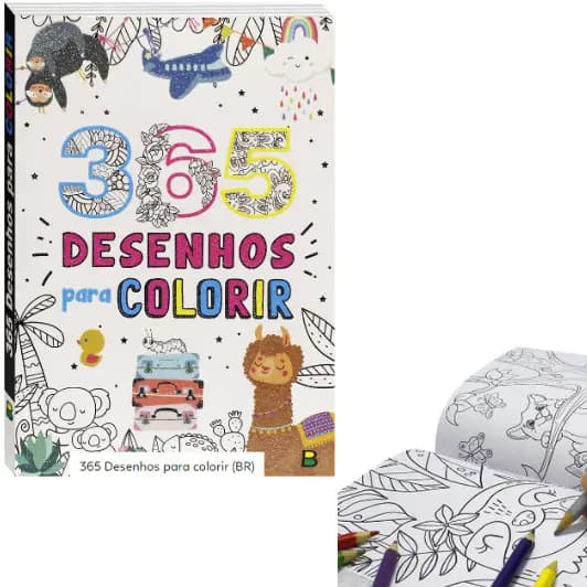 Livro de Colorir 365 Desenhos Capa Branca + Capa Preta Brasileitura -Livro Todo Dia Kit Com 2 Livros