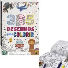 Livro de Colorir 365 Desenhos Capa Branca + Capa Preta Brasileitura -Livro Todo Dia Kit Com 2 Livros