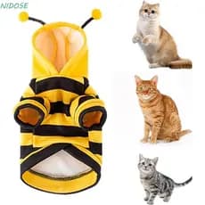 NIDOSE Roupas Para Cães E Gatos , Design De Listras , Fantasia Respirável De Abelha Animais De Estimação Com Capuz De Co