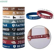 NIDOSE 10 Peças Pulseira De Verso Da Bíblia Diária Cristã , Pulseiras Inspiradoras De Silicone Colorido Para Versículos