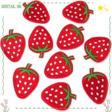 OOSTAR 14PC Appliques , Frutas Morango Vermelho , Ferro Sobre 14PC Bordado Para Camisas