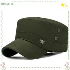 Chapéu Do Exército OOSTAR , Boné De Algodão Plano Respirável , 2024 De Pai Casual Ajustável Anti-Sol Homens