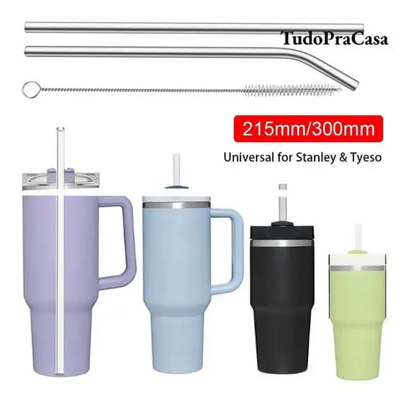 TOPTOOL 1 Peça De Canudo De Copo , Canudos De Aço Inoxidável Dobrados Retos De 6 Mm 8 , Reutilizáveis Para Tyeso De 30 O