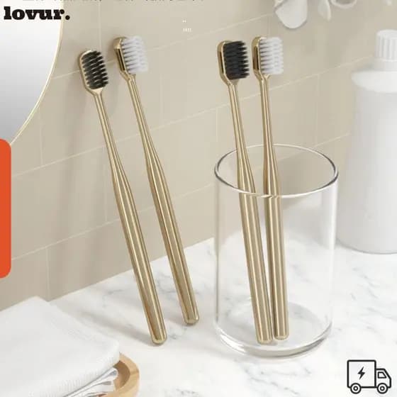 LOVUR Escova De Dentes Macia , Adulta Electroplate Gold Silver , Escovas Macias De Luxo Leves Homens