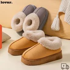 Botas De Neve LOVUR , Chinelos Macios De Pele Sintética De Pelúcia , Sapatos De Algodão Quentes E Confortáveis Antiderra