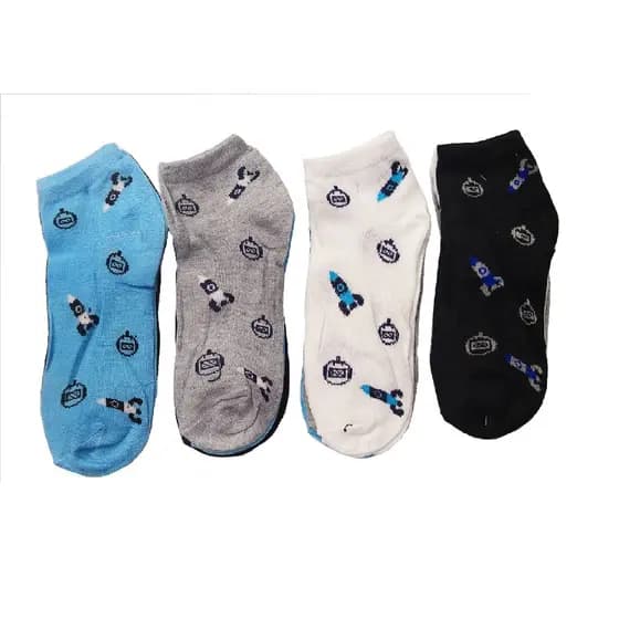 Kit 12 Pares Meia Infantil 8 a 10 anos Menino Cano Baixo Unissex Atacado Cores Azul Cinza Branco