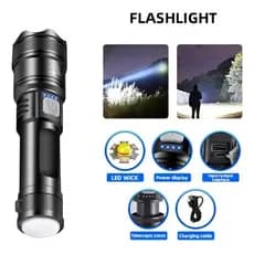 Lanterna Tática Super Potente LED Recarregável – Alta Potência para Sítio, Fazenda e Camping