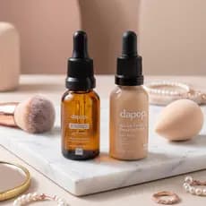 Kit Maquiagem Dapop Base Fluída Vegana + Blindagem Poderosa pele natural, hidratação, durabilidade e make à prova d’água