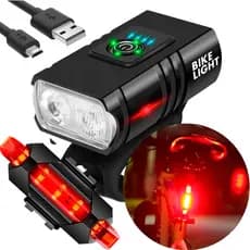 Kit Farol Bike Recarregável E Lanterna Sinalizador Usb Profissional