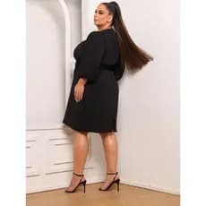 Vestido Feminino Preto Plus Size  Feminino Moda Evangélica Elegante