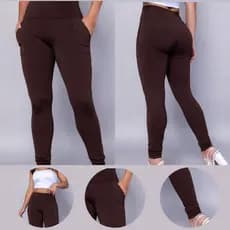 Calça Legging Montaria Flanelada Forrada por dentro com bolso lateral e Cintura e cós Alto Marrom cinza azul marinho