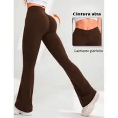 Calça Legging  Bailarina Flare Peluciada Wide Leg Cós Alto e Zero Transparência Suplex preta marrom Azul cinza