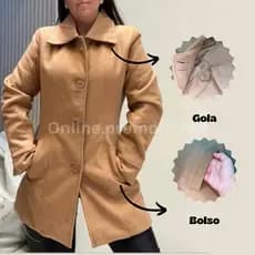 Sobretudo Casaco Lã Batida Feminino Jaqueta  Lançamento Inverno outono Max Blazer Alongado BLAZER PREMIUM LÃ BATIDA