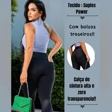 Calça Legging Montaria Com Bolso Atras Feminino Cintura Alta Bolso traseiro calça flanelada Suplex Premium Leg Skinny
