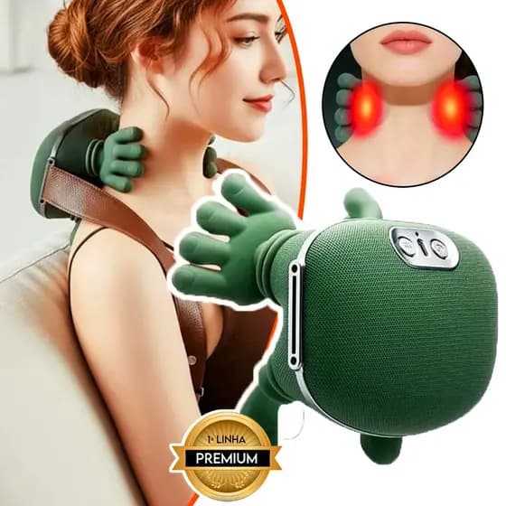 Massageador Shiatsu Dedos Para Pescoço Com Aquecimento 3 Intensidades Portátil Relaxante