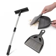 Kit Limpeza Rodo Emborrachado + Pá Escova Mesa Multiuso